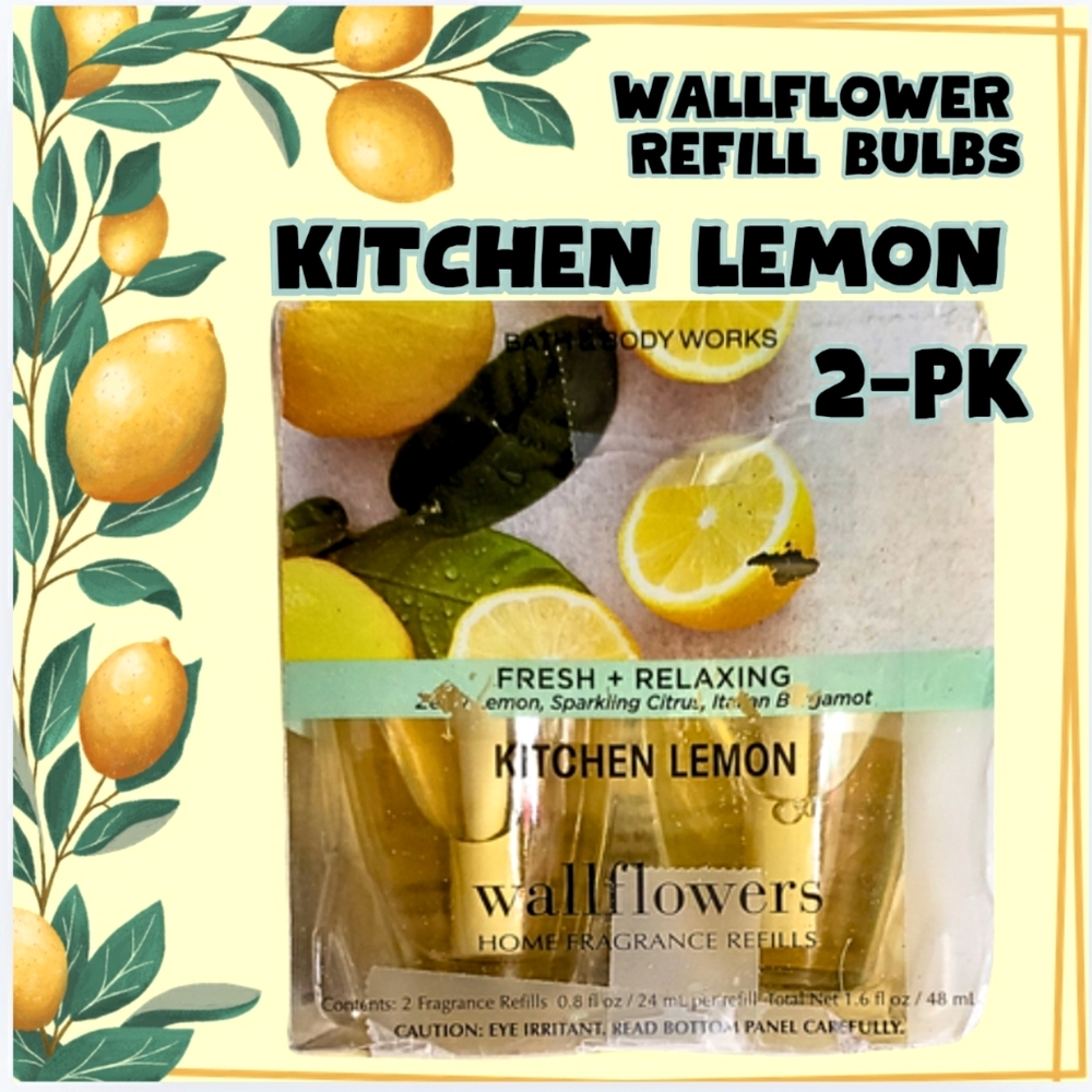 🔥B&BW/2 PACK/WALLFLOWER REFILL SCENTED BULBS/KITCHEN LEMON